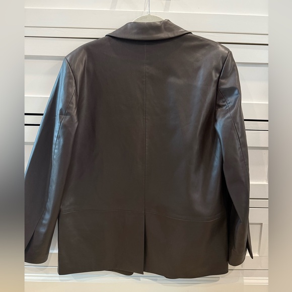 Zara FAUX LEATHER STRAIGHT FIT BLAZER Brown - Picture 4 of 5